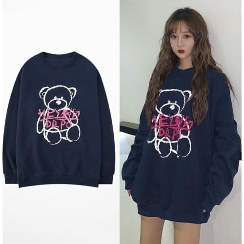 SUNOWE Autumn Round Neck Sweater Men Women Sweatshirts Long Sleeved Hip Hop Cartoon Printing Loose Couple Hoodies Tops Clothes