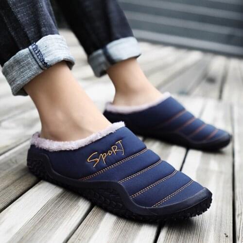 Slippers House Men Winter Shoes Soft Man Home Slippers Cotton Shoes Fleece Warm Anti-skid Man Slippers High Quality Big Size 48