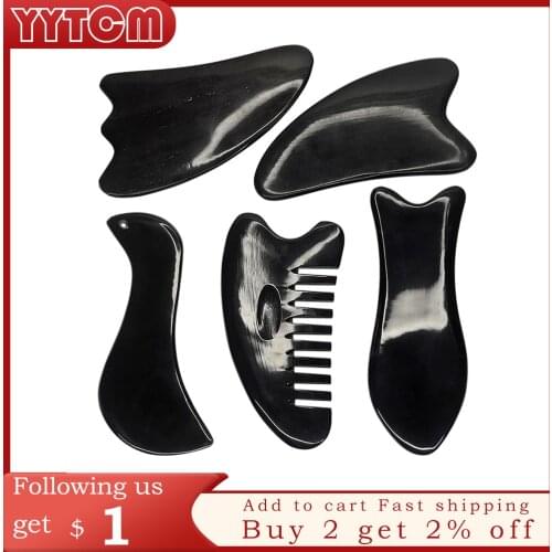 Tontin Buffalo Horn Scraping massage Tool Face guasha board for paint removal gua-sha facial massager clear gua sha