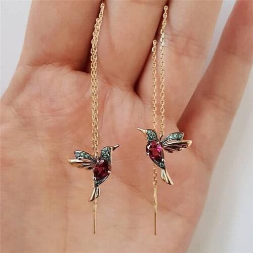 LETAPI Unique Long Drop Earrings Bird Pendant Tassel Crystal Pendant Earrings Ladies Jewelry Design Earings Fashion