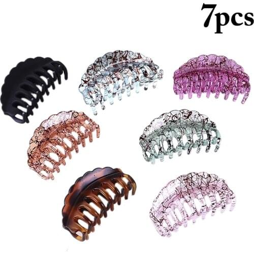 7PCS Women Girls Plastic Hair Jaw Clip Fashion Leopard Hair Claw Clip Acrylic Hair Catch Clip Headwear Hair Accessories