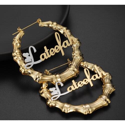 Zciti Name Earring New Style Custom Necklaces Double Gold Plated Name Charm Earring Personalized For Women Valentines Gift