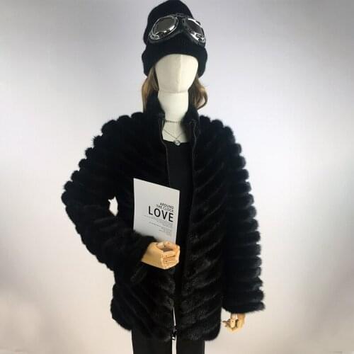 Natural Mink Fur Coat Women Winter Real Fur Coats Women Winterwear Plus Size Fur Jackets Ladies Long Sleeve Stand Collar Clothes