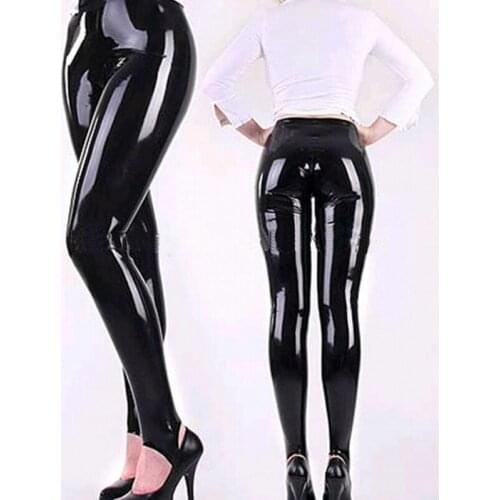 Handmade Black Women Latex Pants Gummi 0.4mm Rubber Skinny Latex Leggings Customize