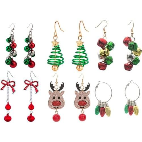 Women Christmas Tree Bell Earrings Girl Snowflake Thanksgiving Party Decoration Holiday Jewelry for Girlfriends Gifts Party
