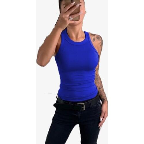 Umeko Women Classic Black White Solid Color All-Match Base Vest 2021 Summer Ladies Round Neck Casual Slim Sleeveless Tank Top