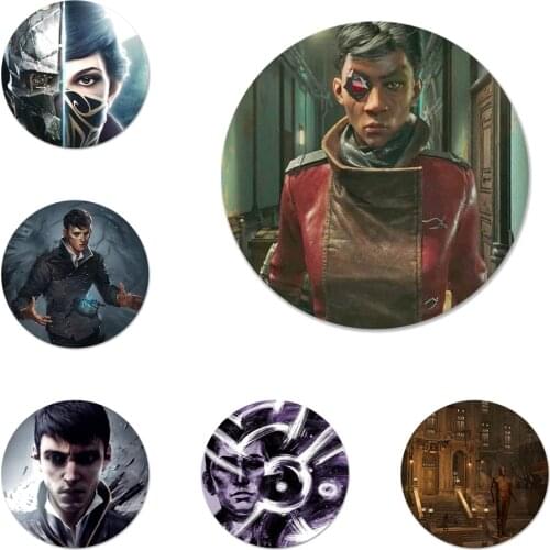 58mm Dishonored Death of the Outsider Icons Pins Badge Decoration Brooches Metal Badges For Clothes Backpack Decoration