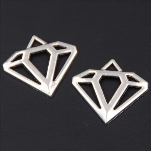 10pcs Silver Plated Geometric Necklace Earrings DIY Charm Alloy Pendant For Jewelry Handicraft Making 30*28mm A423