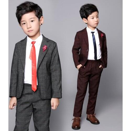 Kids Formal Blazer+Pants 2Pcs Weddings Suit Flower Boys Prom Party Tuxedo Birthday Dress Children Performance Costume
