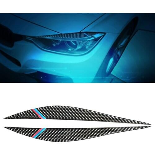 2PCS Headlight Eyebrow Carbon Fiber Headlight Headlamp Eyebrows Eyelids Cover Trim Sticker For BMW 3 Series Type-B Dropshipping