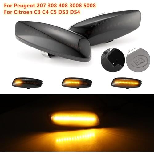2pcs Sequential Dynamic smoke LED Side Marker Light Indicator Turn Signal Light Blinker For Peugeot 207 308 408 3008 5008 RCZ-BJ
