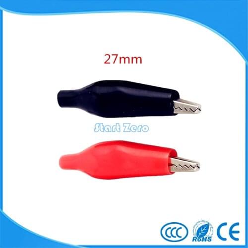 20 PCS Metal Alligator Clip crocodile electrical Clamp FOR Testing Probe Meter 27MM Black and red Plastic Boot