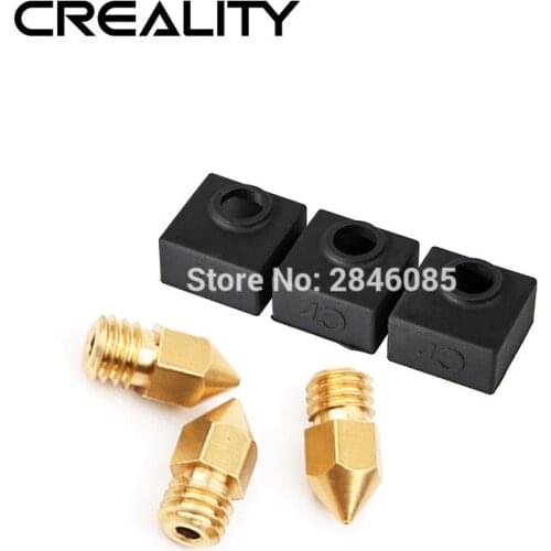 3pcs 0.4MM Nozzle M6 Extruder Print Head+3Pcs MK7/MK8 Heater Block Silicone Cover for CREALITY Ender-3 CR-10 3D Printer Parts