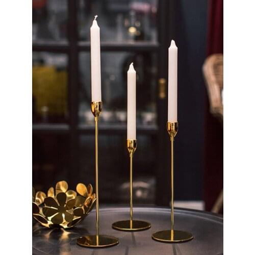 3pcs Europe style Golden Metal Long candle holders Rose Gold iron candlestick Candelabra for wedding dinner Christmas decoration