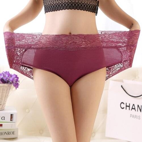 Plus size high Waist women Modal Lace Sexy Lady Panties womens Breathable Sexy Lingerie female fashion Lace Briefs 40-140kg
