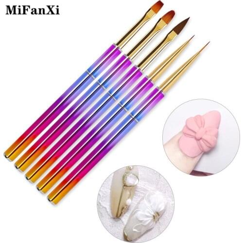 5Pcs/Set Nail Art Acrylic UV Gel Extension Builder Pen Stripe Line Liner DIY Carving Painting Drawing Brush Manicure Tool