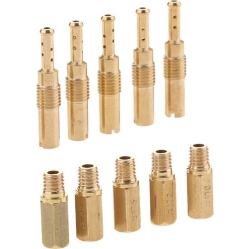 5Pcs Gold Carburetor Main With 5Pcs Set Slow/Pilot Jet Kit for PWK Keihin OKO CVK 125cc 150cc