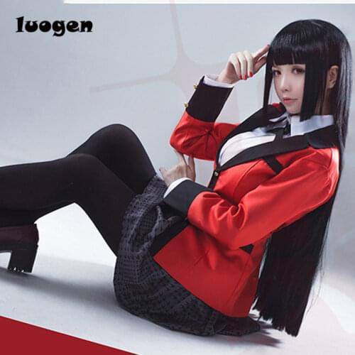 Anime Kakegurui Yumeko Jabami Cosplay Costumes Japanese School Girls Uniform Full Set jacket+shirt+skirt+stockings+tie