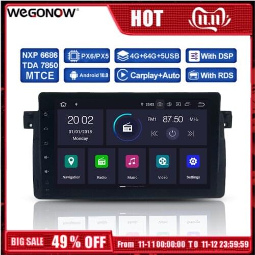 PX6 DSP HD IPS Android 10 6 Core 4GB RAM 64GB ROM Car DVD Player RDS Radio WiFi GPS Map Bluetooth For BMW 3 E46 M3 Rover 75 MG