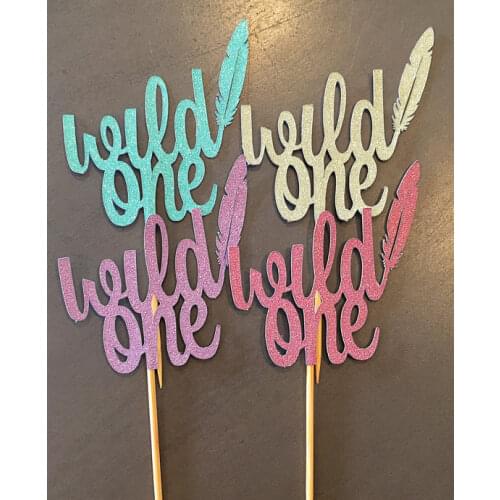 Glitter Wild One baby shower first Birthday Cupcake Toppers Christening baptism food treat picks