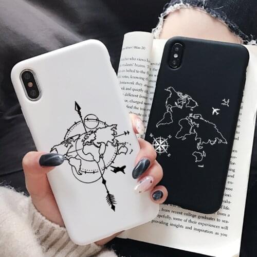 For iPhone 12 mini 11 Pro X XR XS MAX 8 7 6S Plus 5 5S Case Silicon World Map Travel Couple TPU Cover For iPhone SE 2020 Case