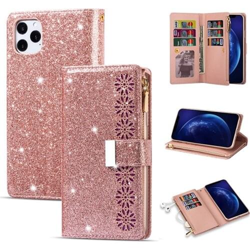 Magnetic Zipper Wallet Case For iPhone SE 2020 11 Pro Max Bling Flip Leather Case for iPhone X Xs Max XR 8 7 6 6S Plus Phone Bag