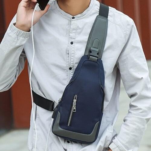 Travel Oxford Cloth Shoulder Bag Large Capacity Universal Messenger Bag Headphone Plug Crossbody Pack USB Charging G173