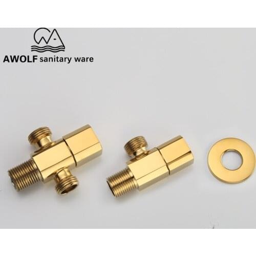 Toilet Filling Valves Solid Brass G1/2" Angle Valve Titanium Gold Plating Wall Mounted Bathroom Accessories Water Stop AF612