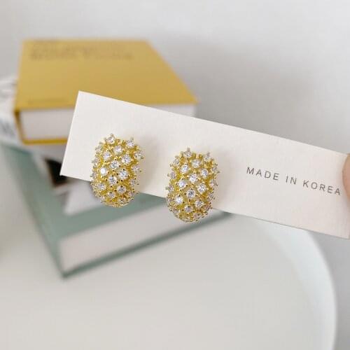 Korean new design fashion jewelry exquisite AAA zircon 14K gold plated earring high quality compact women wedding party earrings