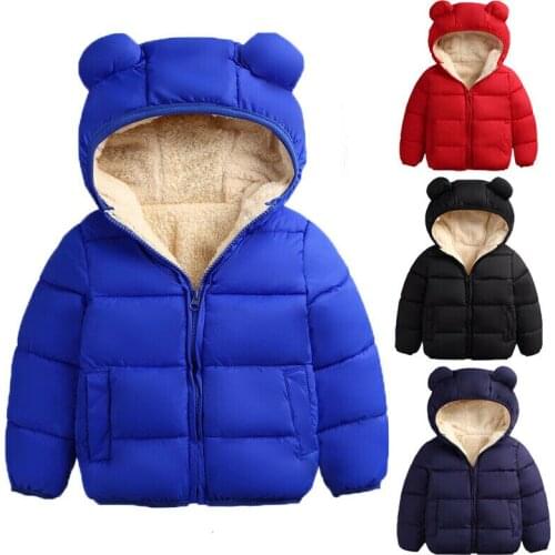 2021 Winter Baby Girls Boys Warm Coats Infant Solid Color Long Sleeve Zipper Hooded Jacket Outerwear Toddler Baby Clothes