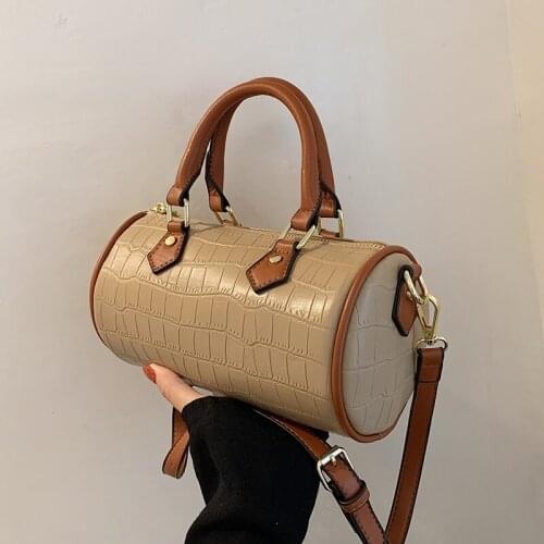 Fashion Pu Leather Cylindrical Bags Handbags for Women Shopping Shoulder Crossbody Bags Bolsa Feminina Black Khaki White BB23