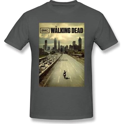 Men The Walking Dead Poster T-Shirt Half Sleeve Round Neck Shirt Black