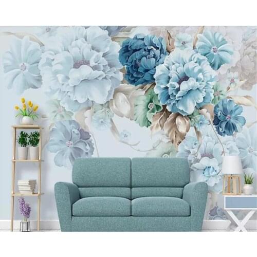 Beibehang wall papers home decor Mural Nordic fresh hand-painted peony flower wallpaper 3d living room wallpaper TV background