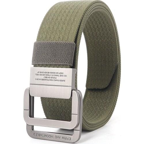 Mens Nylon Casual Weave Belt Outdoor Tactical Pistol Double Ring Metal Buckle Quick Release Youth Fashion Lady Wild Stripe Belt
