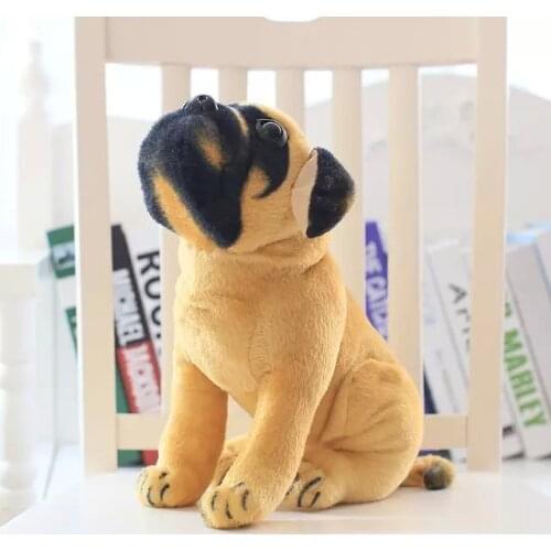 25-35cm New Simulation Pekingese Pug Dog Plush Toy Doll Sitting Posture Genuine Good Quality Lifelike Real Dog Fast Delivery