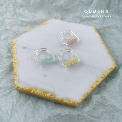 INS New Design Rectangular Geometric Color Acrylic Acetate Open Ring Transparent Simple Fashion Adjustable Jewelry Sweet Girl