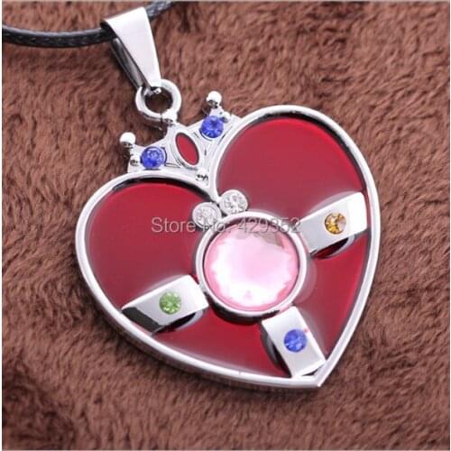 New Fashion Japan Anime Necklace High Quality Alloy heart shaped Rhinestone Necklace Cosplay Neklcae 10pcs/lot