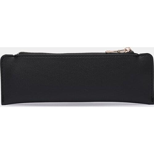 New product pure color simple men and women pencil case creative cute small fresh mini leather student stationery bag pencil bag