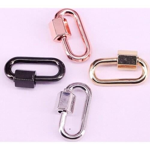 Wholesale 6Pcs, 10*20mm, Brass Oval Screw Clasp, Screw Clasp Carabiner Lock, Interlocking Clasp, Oval Shaped Lock Clasps