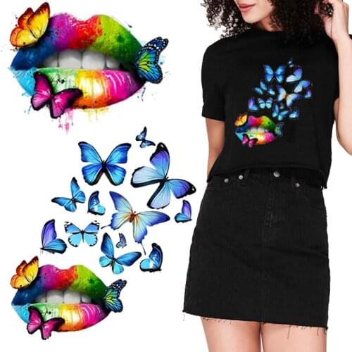 DIY Iron on transfer for clothing iron on Heat transfer Butterfly patch badge thermo stickers on clothes parches para ropa patch