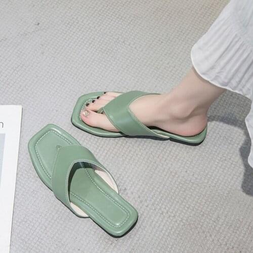 Fashion Clip Toe Women Beach Slippers Soft Leather Flat Flip Flops Woman Comfortable Outdoor