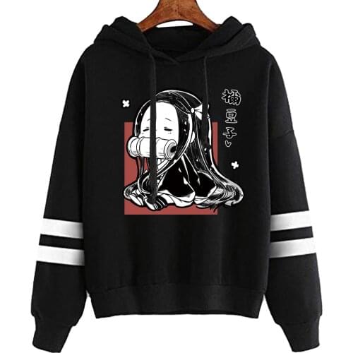 Demon Slayer: Kimetsu No Yaiba Anime Printed Hoodie Woman Harajuku Nezuko Kamado Casual Hoodies Fashion Lace-up Women Hoody