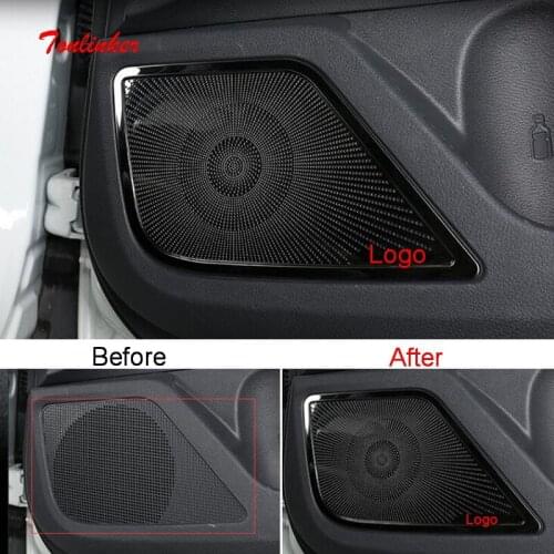 Tonlinker Interior Car Door Speaker Cover case sticker for Nissan ALTIMA 2019 Car Styling 4 PCS Stainless steel Cover sticker