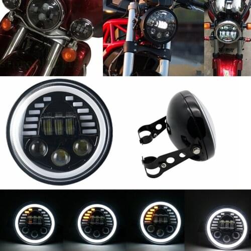Universal 7inch H4 Led Motorcycle Headlight for hornet 600 Honda cb400 cb1000sf kawasaki ER6N Harley with DRL Headlamp Housing