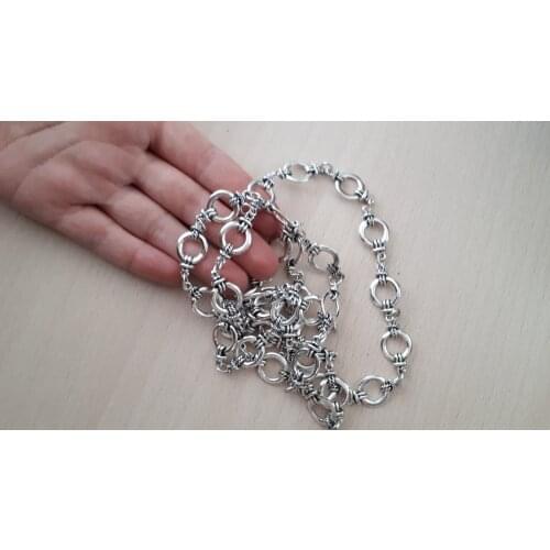 1Meter Bohemia Antique Silver Chain Bracelet Handbag Chain Necklace Chain Necklaces Women Vintage DIY Jewelry Chains Big Size