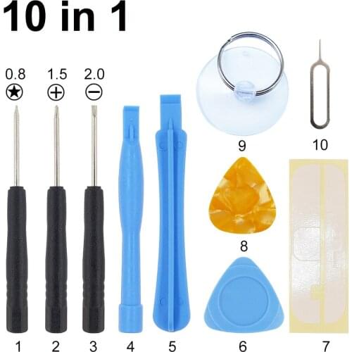 10 in 1 Repair Pry Opening Tools Kit With Pentalobe Eject Pin Key For APPLE iPhone 5G/5S 4G 4S 3GS 6G 6Plus 1000sets