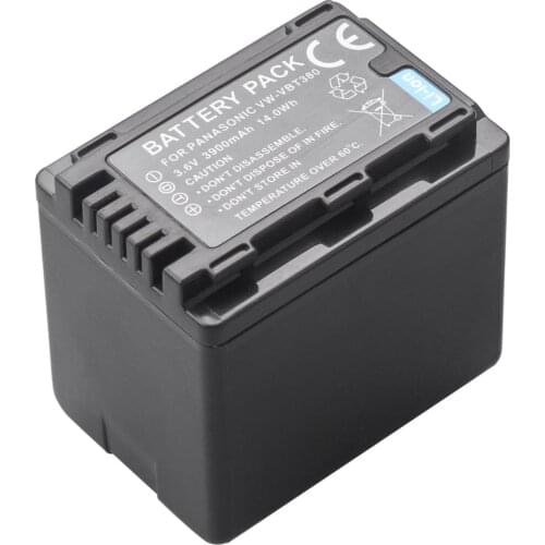 1x VW-VBT380 VBT380 VW-VBT190 VBT190 Cam Battery for Panasonic HC-V110 HC-V130 HC-V160 HC-V180 HC-V201 HC-V250 HC-V260 3900mAh