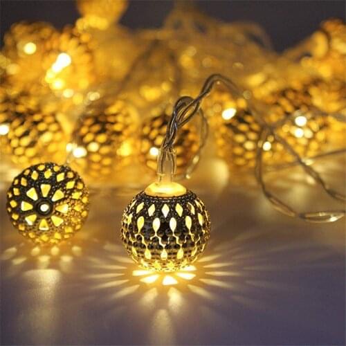 20 LED Ramadan Eid White Romantic Light Color Fairy Lights Lantern For Muslim Islamic Moroccan Party House Ornament Dropshipping