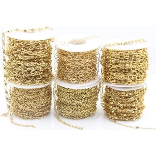 5Meter 12Style Choice Plated Gold Copper Rosary Chain,Brass Metal Handmade Chain Choker DIY Necklace Accessorie Jewelry Findings