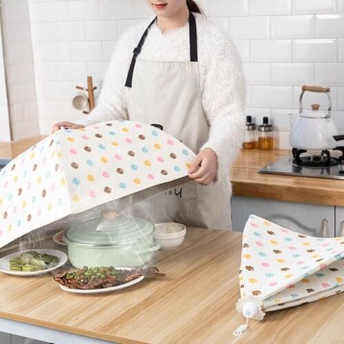 80cm Meal Cover Leftover Food Dust Home Duster Cover Vegetable Cover Umbrella Kitchen Cover Dish Foldable Insulation Table Cover